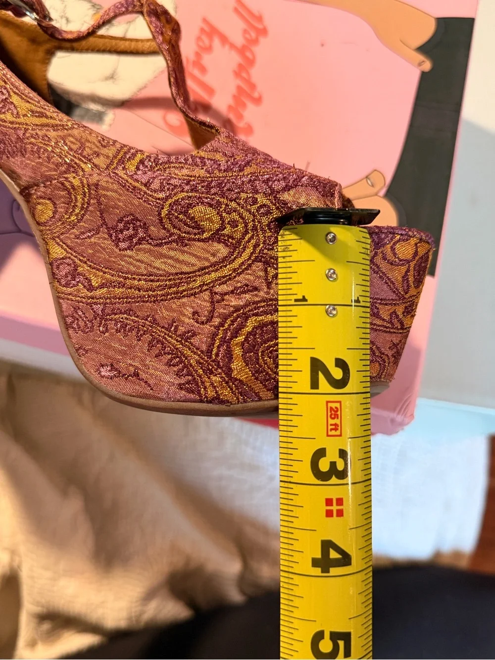 Jeffrey Campbell FOXY Purple Paisley Platform Peep-Toe Heels